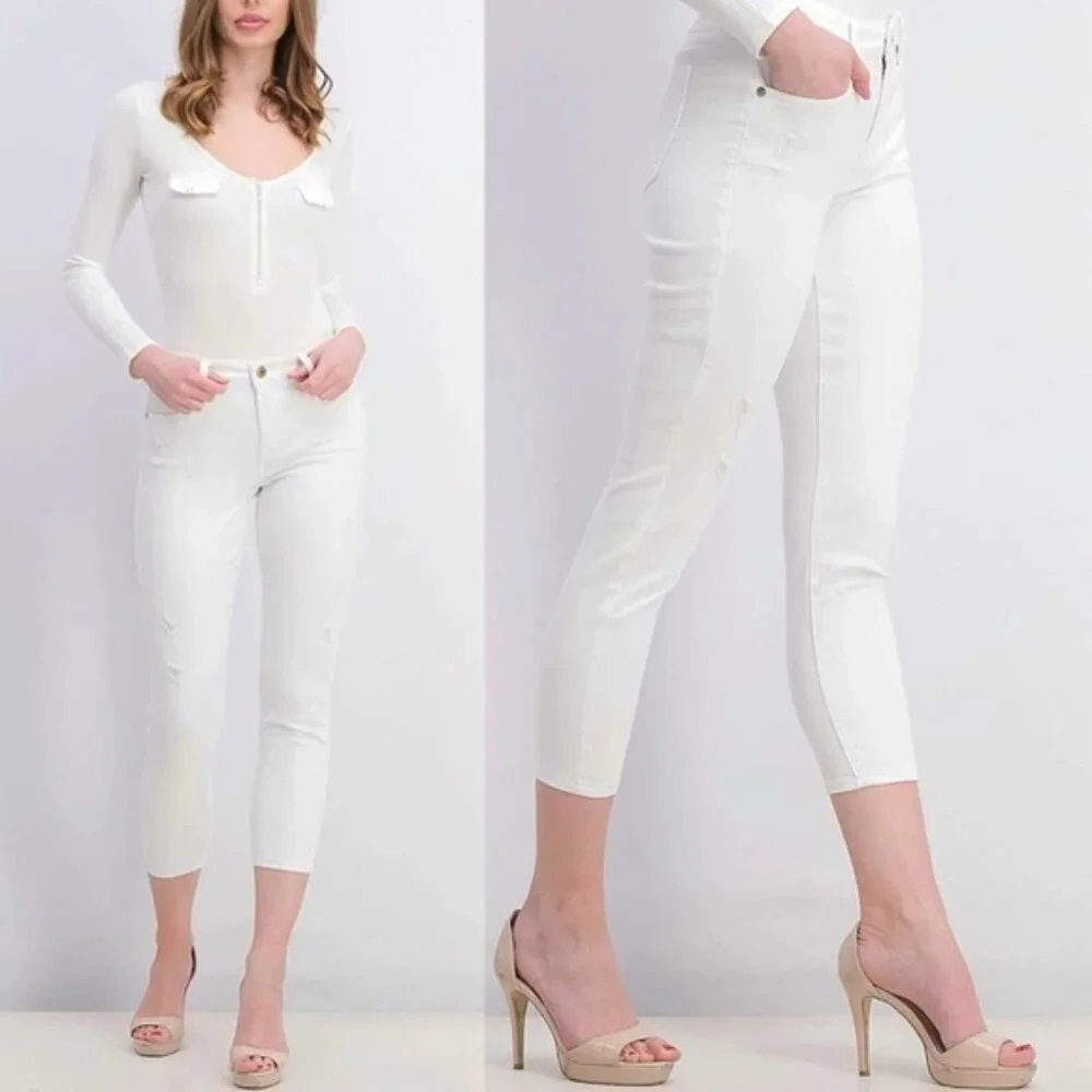 PISTOLA‎ REVOLVE Jeans White MidRise Semi Distressed Skinny P6822FTN-WAK Size 27